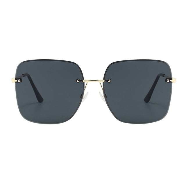 XASZHN Fashion Unisex Rimless Metal Gradient Sunglasses for Travel Shopping Outdoors Black_002 One Size
