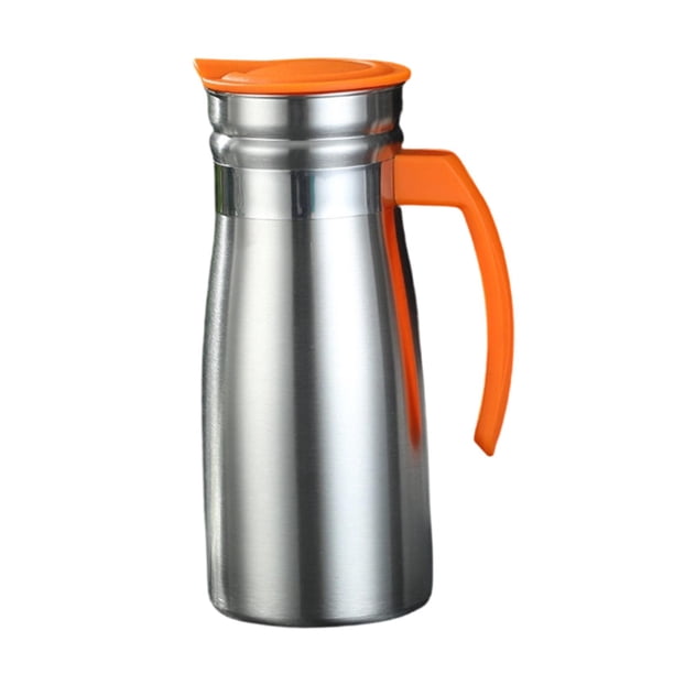 Hervidor aislado de acero inoxidable de 0,8 L, jarra de agua versátil para bebidas frías, Naranja con asa