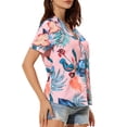 thumbnail image 5 of MODA NOVA Juniors Summer Beach Tropical Floral Button Down Hawaiian Shirts, 5 of 7