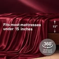 thumbnail image 2 of TURKIO Satin Sheet King Silk Sheets, Burgund Bed Sheet Deep Pocket Bed Flat Fitted Sheet,4-Pieces, 2 of 7