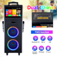 thumbnail image 3 of Lohoms 4000W Dual 10" Woofers Portable Karaoke Machine with 14.1" Touchscreen and 2 Wireless Mics, 3 of 10