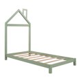 thumbnail image 3 of Gewnee Solid Wood Twin Size Platform Bed Frame with House Shaped Headboard for Kids Bedroom,Green, 3 of 7