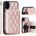 thumbnail image 3 of Crossbody Detachable 2 in 1 Wallet Case for iPhone X and iPhone Xs,Crossbody Case with Zipper Card Holder Bag Wrist Strap Lanyard Purse Compatible with Apple iPhone X/XS 5.8 inch,Rosegold, 3 of 16