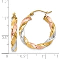 thumbnail image 2 of 14k Tricolor Gold Light Twisted Hoop Earrings - Measures 29x24.5mm Wide 4mm Thick, 2 of 2