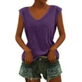 thumbnail image 2 of Purple Summer Tank Tops for Women, Sleeveless Tops for Women Sexy Casual, Weekend Polyester Cami Tops for Women, Womens Casual Solid V Neck Short Sleeve Vest T Shirt Loose Fit Tank Tops, 2 of 4