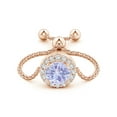 thumbnail image 2 of Angara Natural 0.5 Ct. Tanzanite with Diamond Halo Ring in 14K Rose Gold for Women (Ring Size: 11.5), 2 of 9
