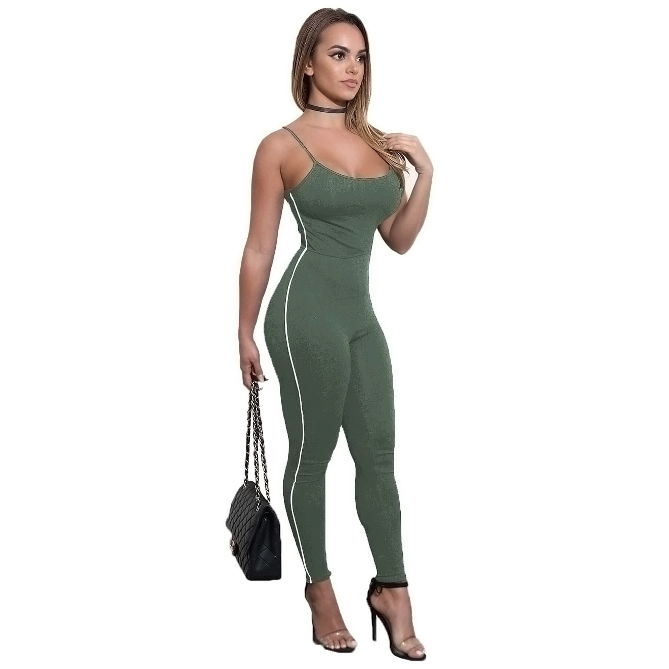 WISPR - Women's Fashion Solid Color Tight Strap Jumpsuit - Walmart.com ...