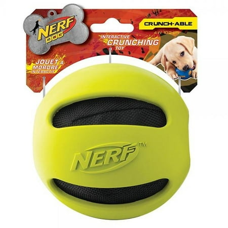 UPC 846998070102 product image for Nerf Dog Crunch and Squeak Rubber Ball Dog Toy, Medium/Large, Green | upcitemdb.com