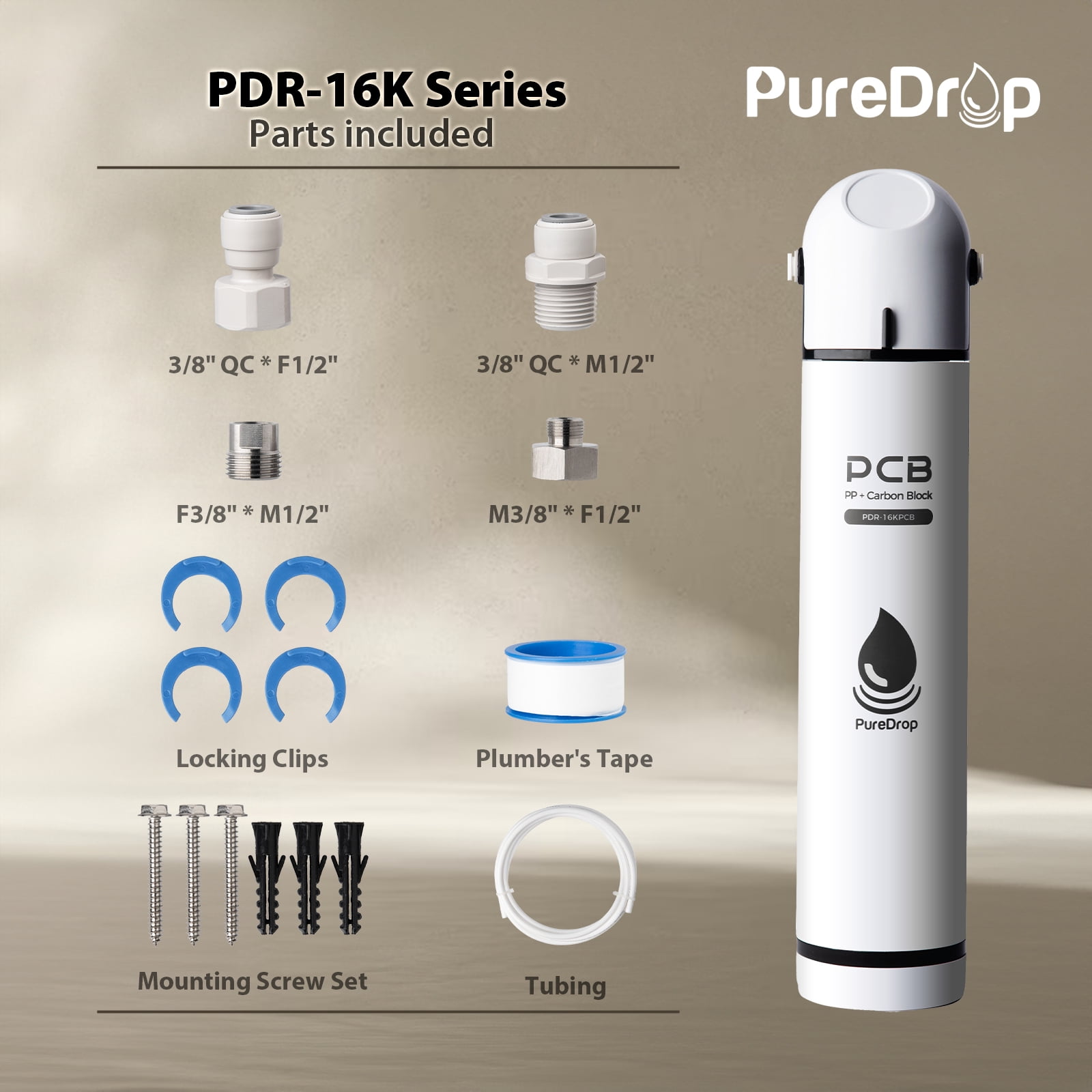 PureDrop PDR-16KCU 0.01 μm Ultra Filtration Under Sink Water Filter, High Capacity Under Sink Composite Filtration System, Reduces Lead Chlorine, Bad Taste & Odor, 16K Gallons