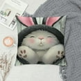 thumbnail image 2 of Qinduosi Rabbit Throw Pillow Cover Set of Cases Bunny Bottom Easter Eggs Blue Pink Cute Outdoor Decor Pillowcase Home Square Pillow, 2 of 5