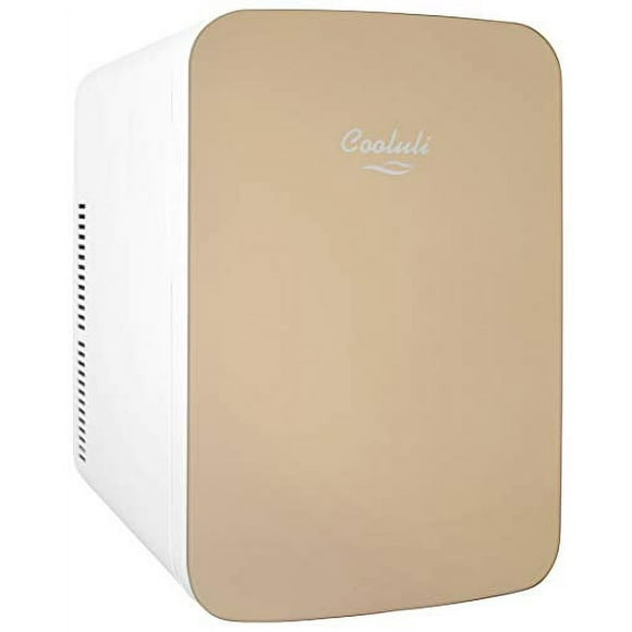 Cooluli Infinity Gold 15 Liter Compact Portable Cooler Warmer Mini Fridge for Bedroom, Office, Dorm, Car - Great for Skincare & Cosmetics (110-240V/12V)