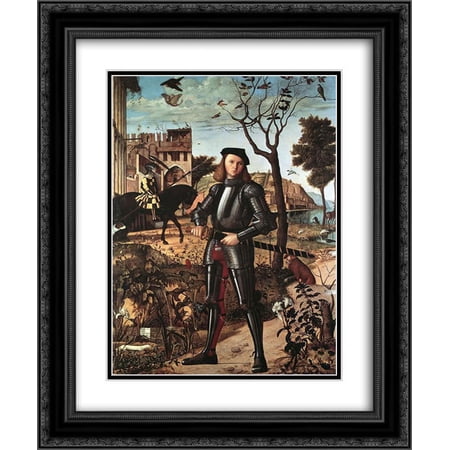 Vittore Carpaccio 2x Matted 20x24 Black Ornate Framed Art Print 'Portrait of a Knight'