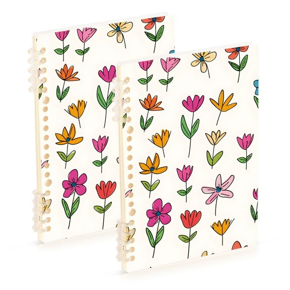joogoo Spiral Journal Notebook Cute Floral College Ruled Notebooks 8.3" x 5.7" 2 PCs