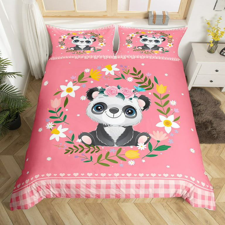 YST Cute Panda Duvet Cover Full Kawaii Animal Bedding Set for