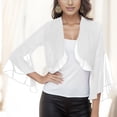 thumbnail image 2 of Ediodpoh Women's Comfortable Sweetheart Top Ruffle Flare Sleeve Solid Chiffon Small Shawl Cardigan for Women White XXL, 2 of 4