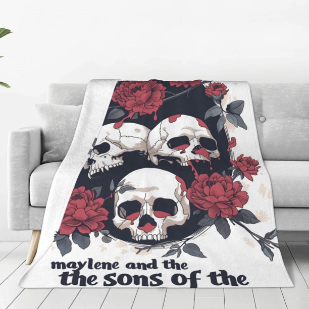 Balery Gothic Skulls And Roses Manta de Felpa Suave y Acogedora – Cobija de Franela Aterciopelada para Cama, Lavable y Cálida para Sofá, Mascotas, Transpirable-60"x50"