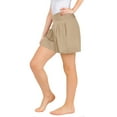 thumbnail image 6 of Fesfesfes Linen Blend High Waist Shorts for Kids Girls 4-14 Years Smocked Casual Summer Shorts Loose Wide Leg Comfortable Playwear(Beige,6 Years), 6 of 6