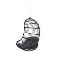 Outdoor Hanging Swing Chair with 8ft Chain, Wicker Weave Suspended Leisure Seat for Patio Garden, Gray