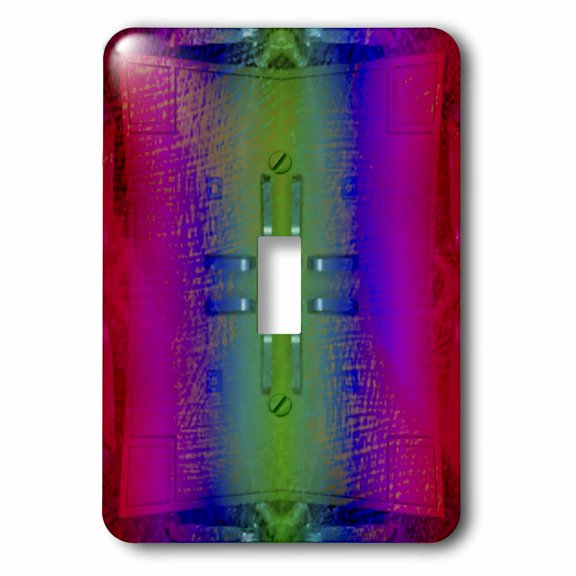 3dRose, An Electric Plate in Greens, Pinks and Blues, single toggle switch