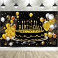 thumbnail image 4 of LUUFILx Birthday Party Backdrops Golden Blue Black Pink Balloon Cake Adult Customized Poster Baby Kid Banner Vinyl Backgrounds for Party, 4 of 8