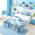 thumbnail image 3 of Manfei Watercolor Whale Twin Sheet Sets for Kids Boys and Girls, Marine Life Print Bedding 3 Pieces, 1 Flat Sheet, 1 Fitted Sheet and 1 Pillowcase, 3 of 6