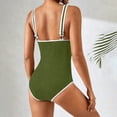 thumbnail image 4 of JoveMarine Women's One Piece Swimsuit Colorblock Ribbed Adjustable Straps Sport Bathing Suit Summer Pool Bathing Suit For Womens Swimsuits Army Green XL, 4 of 4