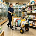 thumbnail image 6 of 2 in 1 Hand Truck Dolly Cart Convertible 4 Wheel Platform Cart with Swivel Wheels 330 Lbs Capacity Heavy Duty Metal Moving Cart for Warehouse, Garden, Grocery, Black, 6 of 17