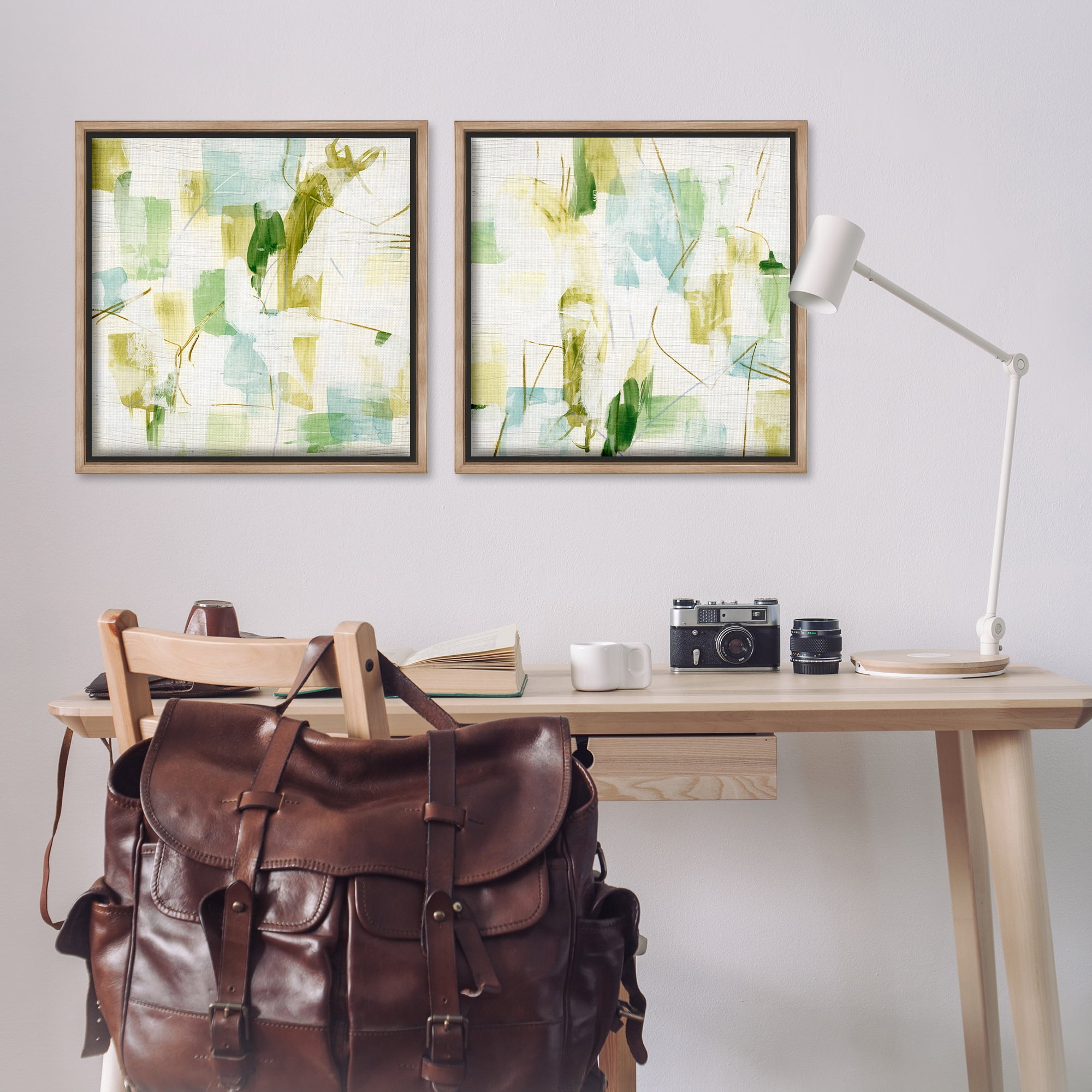 Stupell Industries Abstract Chaotic Patterns Abstract Painting Brown Floater Framed Canvas Art Print Wall Art, 25 x 25, Set of 2