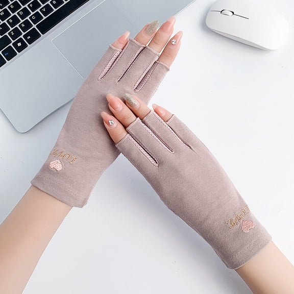 Mdesiwst 1 Pair Half Finger Gloves UV Protection Driving Fishing Camping Thin Gel Manicures Gloves for Women