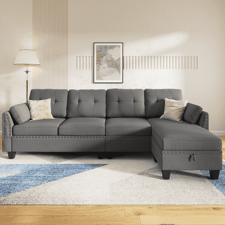 Honbay Reversible Sectional Sofa For Living Room L-Shape Couch 4-Seat Sofas  Sectional For Apartment - Walmart.Com