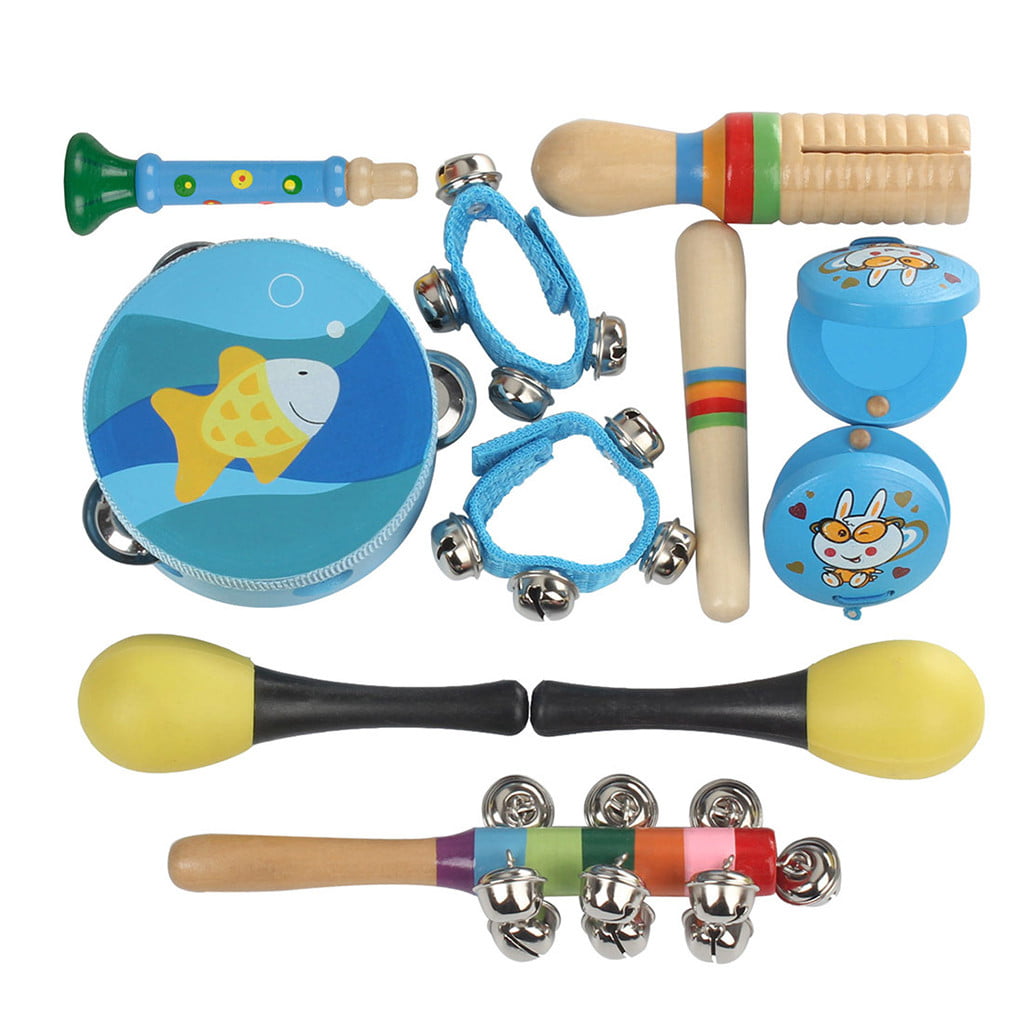 Wooden Percussion  Musical  Instrument  Toy Set 11Pcs 