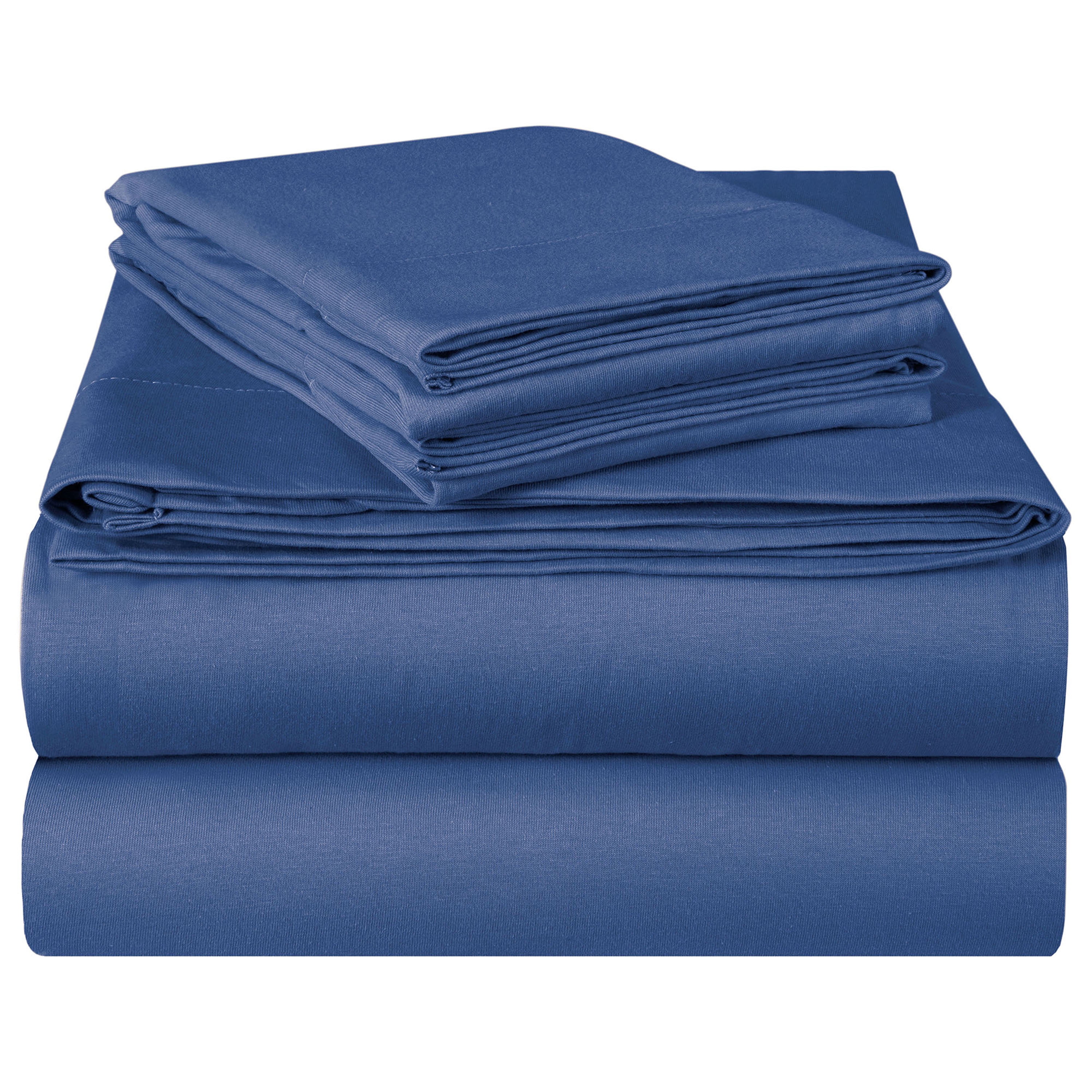 EnvioHome Quality Knit 100% Cotton Jersey Bed Sheet Set - Queen, Denim ...