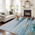thumbnail image 2 of Teal Blue Oil Painting Area Rugs 5'x7', Washable Small Throw Rugs for Laundry Room Playroom, Retro Abstract Art Lake Forest Indoor Outdoor Rug Non-Slip Low Pile Carpet Runner Reversible Floor Mats, 2 of 8