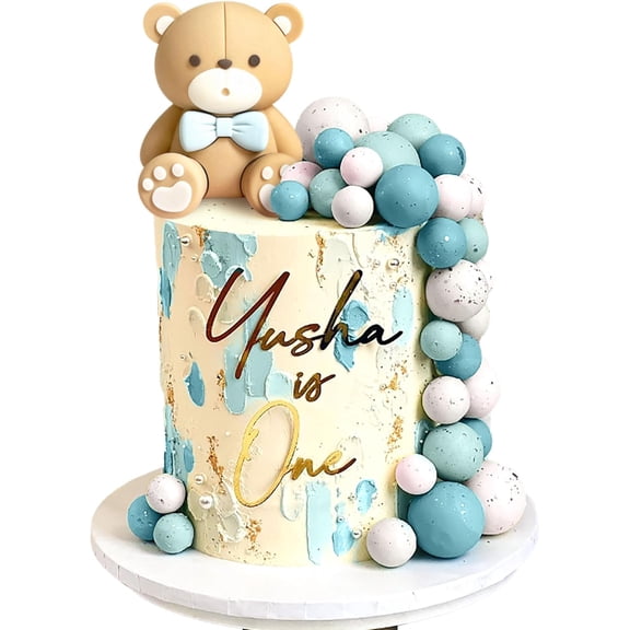 Sitting Bear with 15 Ball-shaped Insert Card Cake Decoration Set for Celebrations
