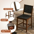 thumbnail image 4 of Topbuy Faux Leather Woven Bar Stools Set of 2 24 Inch Counter Height Bar Chairs with High Backrest Footrest, 4 of 8