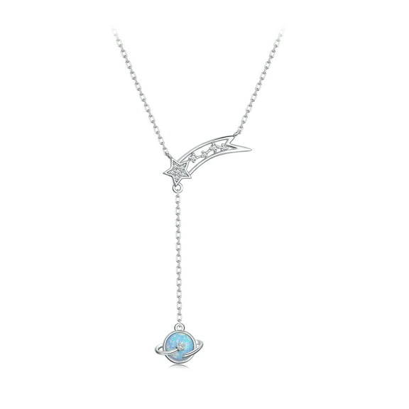 Celestial Planet Necklace - 925 Silver Adjustable Chain Delicate Pendant Jewelry for Women