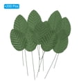 thumbnail image 3 of Uxcell 4.3" Artificial Silk Leaf Artificial Leaves Stems Bulk Fake Rose Wire Crafts Leaves Dark Green 200 Pcs, 3 of 5