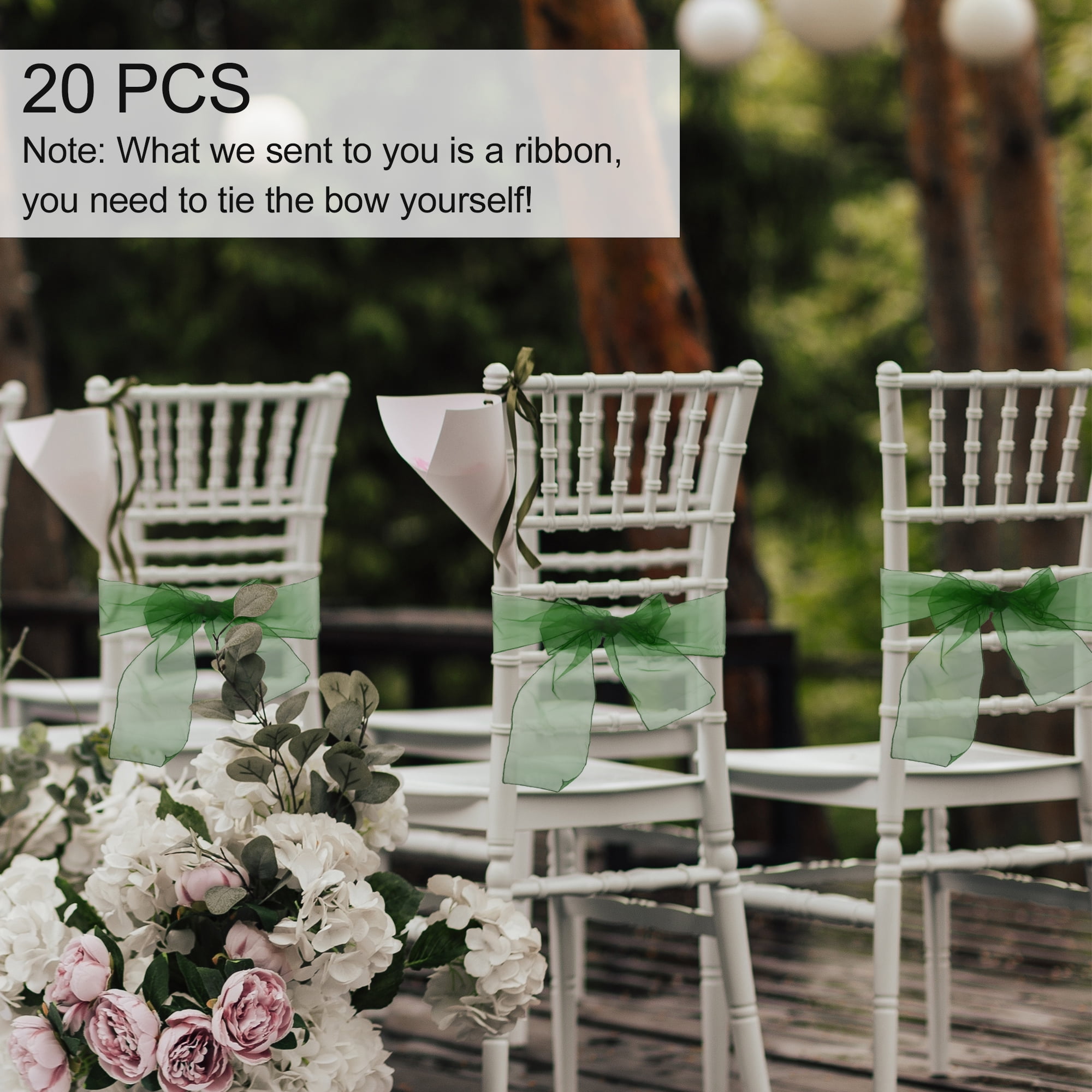 Unique Bargains 20 Pcs Organza Chair Sashes Self Tie Chair Ribbons for Events