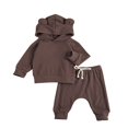 thumbnail image 2 of Newborn Baby 2-piece Long Sleeve Solid Color Hoodie and Pants Outfit Set, 2 of 7
