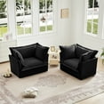 thumbnail image 3 of Set of 2 Slipcovered Armchairs,Deep Seat Accent Chair Set for Living Room, Reading Room, Bedroom and Working Spaces,Armchair Sets with Large Soft Pillows,Chenille Fabric,Black, 3 of 9