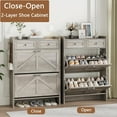 thumbnail image 4 of XgoodX Shoe Cabinet with 2 Flip Drawers & 2 Top Drawers, 43" Tall Freestanding Narrow Wooden Shoe Storage Organizer for Entryway, Hidden Slim Shoe Rack for Front Door Entrance, Hallway, Grey, 4 of 9
