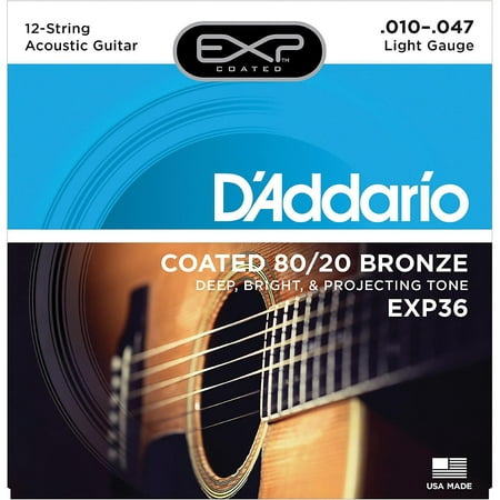 D'Addario EXP36 Coated 80/20 Bronze Light 12-String Acoustic Guitar