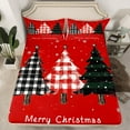 thumbnail image 2 of Feelyou Plaid Christmas Tree Queen Sheet Sets, Happy Festival Flat Sheet, Cartoon Xmas Theme Queen Fitted Sheet, Breathable Home Decor,4 Pieces, 2 of 7