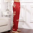 thumbnail image 2 of Previn Men's Satin Pajamas Pants Soft Sleep Pj Bottoms Spring Summer Lightweight Thin Lounge Printed Cool Casual Sleepwear Red X-Large, 2 of 4