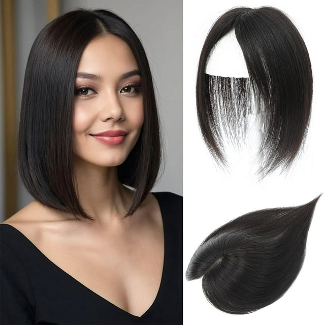 Hair Toppers Butyway, cabello humano auténtico para mujer, 25 cm, color negro