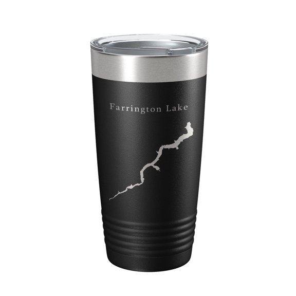 Farrington Lake Map Tumbler Travel Mug Insulated Laser Engraved Coffee Cup New Jersey 20 oz Black