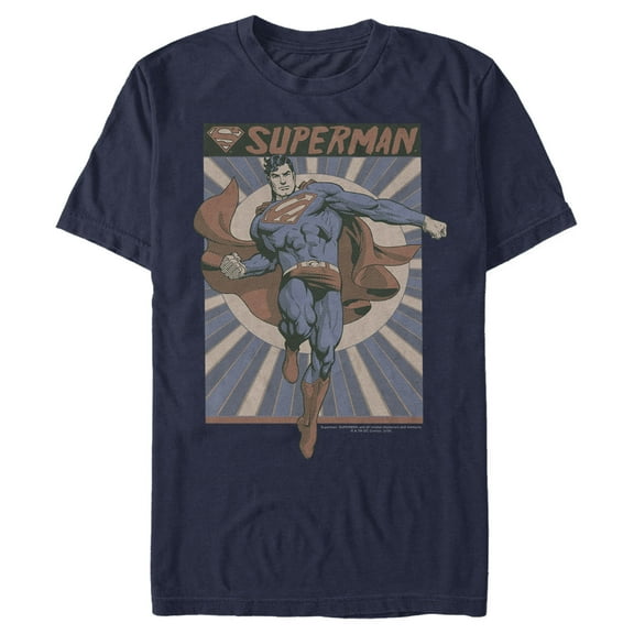 Men's Superman Classic Hero Pose  Graphic Tee Navy Blue 2X Large