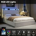 thumbnail image 3 of Boucle Bed Frame with LED Lights and Charging Station, Platform Upholstered Bed Frame with 4 Storage Drawers and Storage Headboard, No Box Spring Needed, Wood Slats, Noise-Free,FULL,QUEEN, 3 of 8