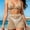Khaki, variant on PWPSG Crochet Halter Bikini with Shell Accents and Matching High Waist Skirted Bottom Two Piece Swimsuit White L
