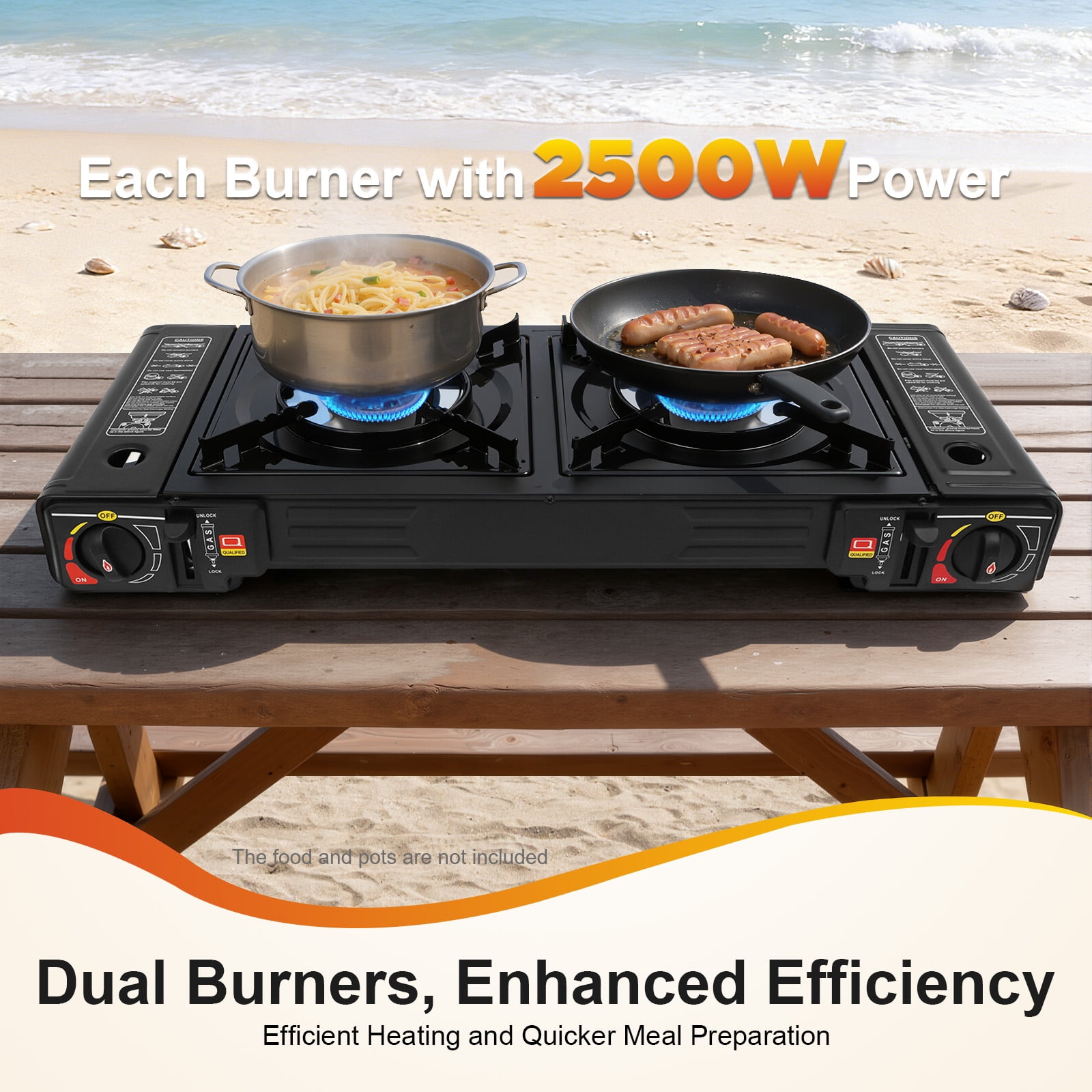 2 Burners Camping Stove, Camping Stove with Baking Tray, for Outdoor and Indoor